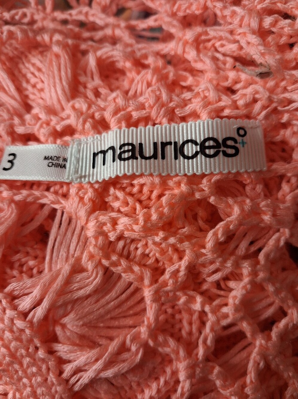 Maurices Coral Crochet Lace Sheer Boho Short Sleeve Top size 3x - Picture 2 of 7